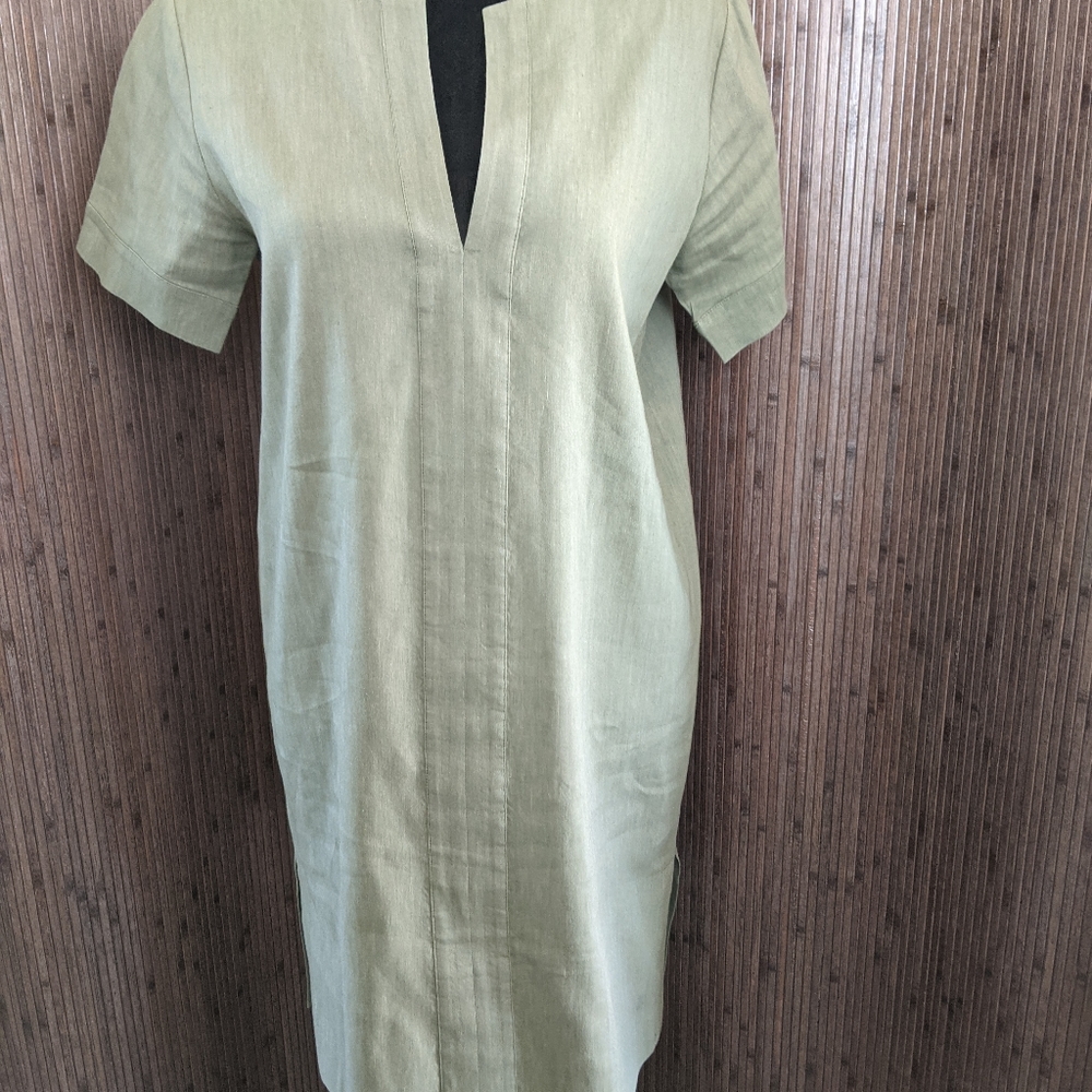 Theory Slit Front Shift Dress, Green, Small